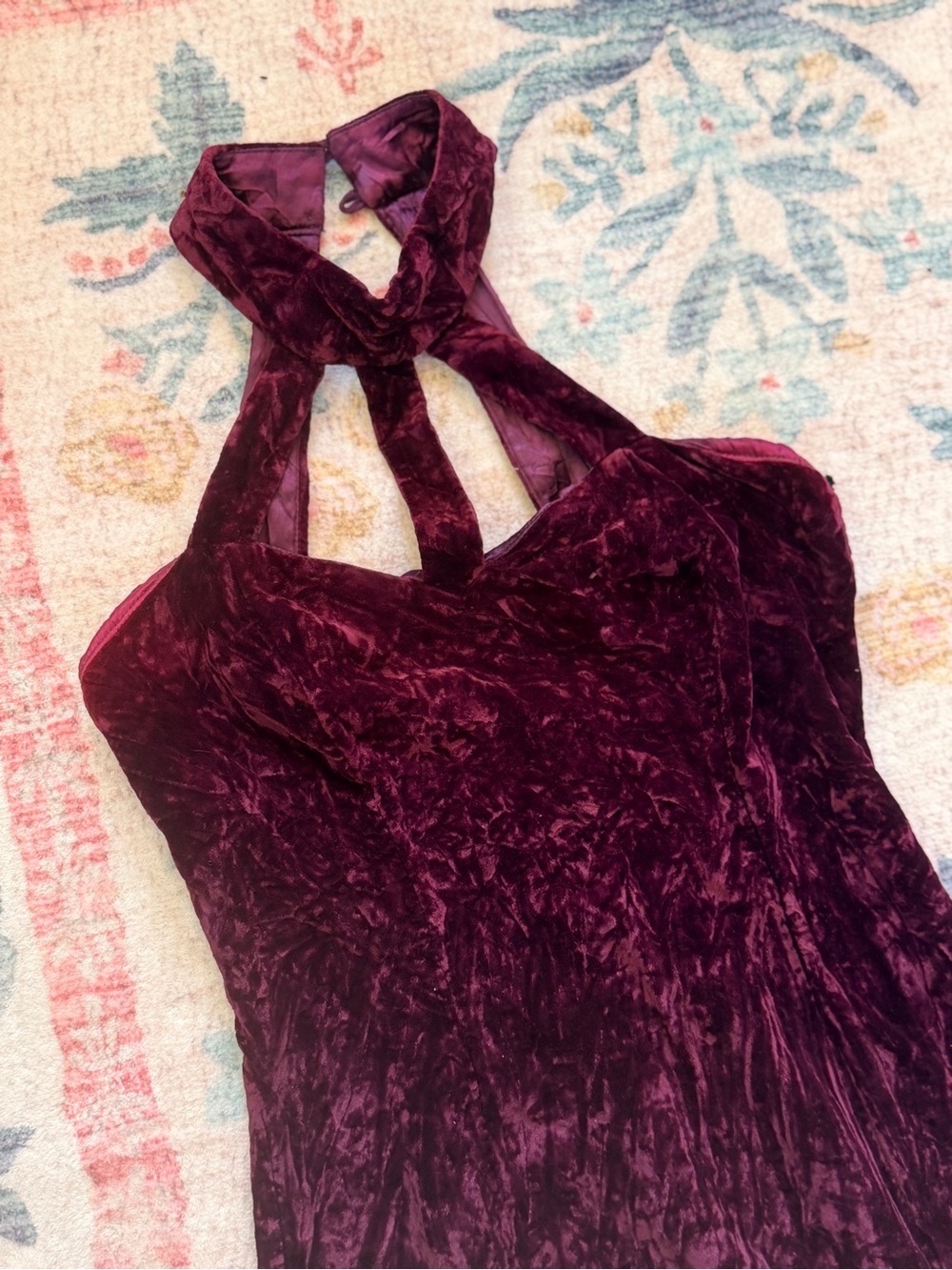 Vintage Deep Burgundy Velvet Prom Dress